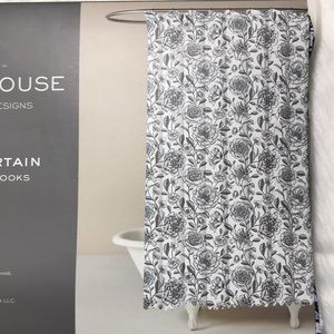 Black and White Flowers Goth/ Halloween Fabric Shower Curtain set Black …